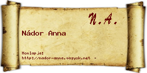 Nádor Anna névjegykártya